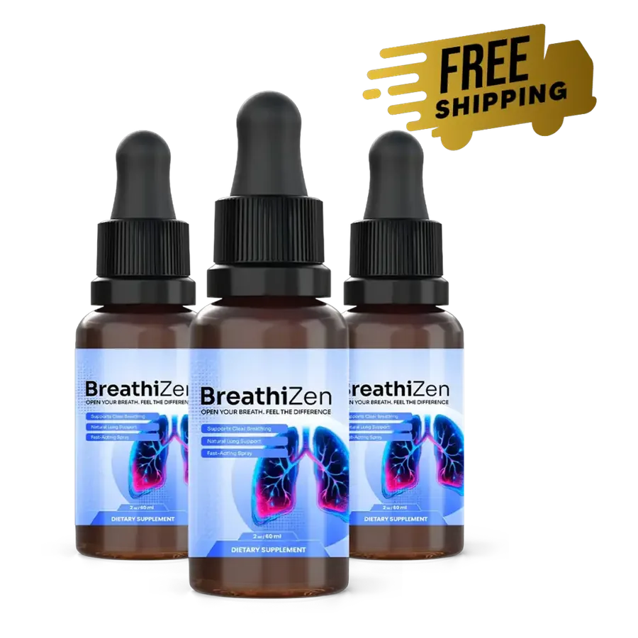 Three bottles of Breathizen liquid respiratory support supplement
